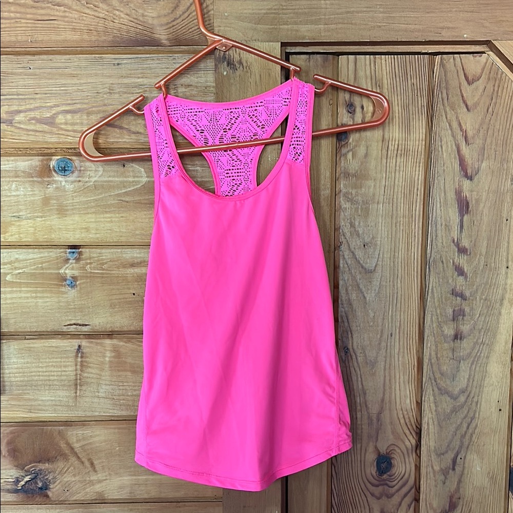 Pink Lace Racerback Tank Top